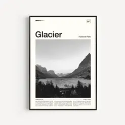 Glacier National Park Print Glacier Print Black And White Glacier National Park Poster Glacier Park Glacier Wall Art Glacier Art Print