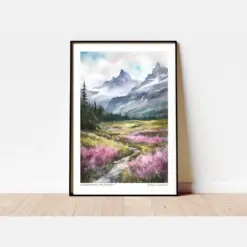 Glacier National Park Print Glacier Watercolor Art Decor National Park Poster Montana Wall Art Firewood Painting