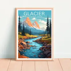 Glacier National Park Travel Poster Montana Wall Art Montana Print Glacier National Park Poster Montana Poster Nature Poster