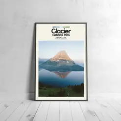 Glacier Poster - Oil Painting Technique | Usa National Park Wall Art | & Printed Travel Prints | Animalistic Home Decor