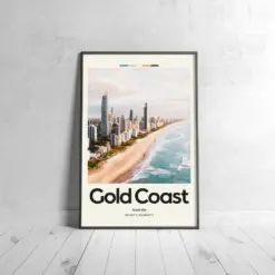 Gold Coast Poster - Oil Painting Technique | Oceanic Wall Art | & Printed Travel Prints | Animalistic Home Decor