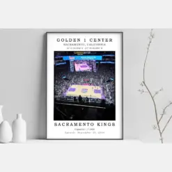 Golden 1 Center Stadium Poster | Golden 1 Center Canvas Print | Canvas Framed Poster | Black White Stadium | Nba Basketball Gift