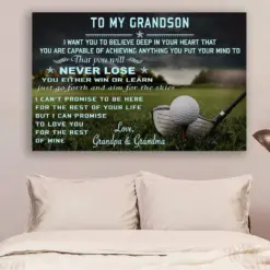 Golf Canvas And Poster Grandpa&Grandma To Grandson Never Lose Wall Decor