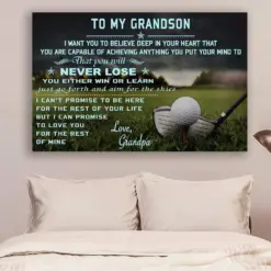 Golf Canvas And Poster Grandpa To Grandson Never Lose Wall Decor