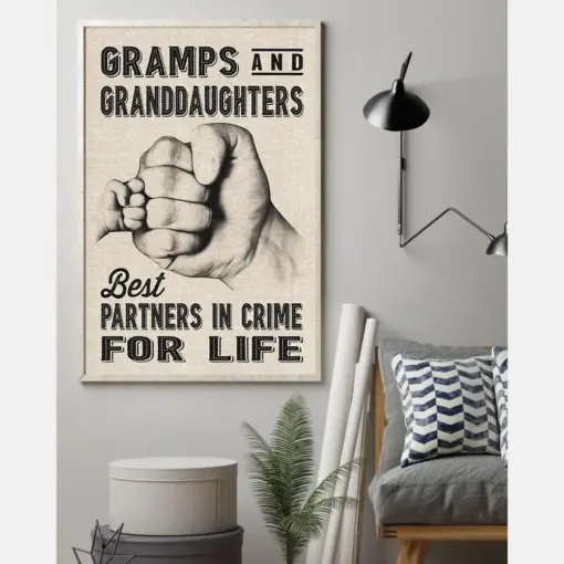 Gramps And Granddaughter Best Partners In Crime For Life Canvas Prints Vintage Wall Art Gifts Vintage Home Wall Decor Canvas