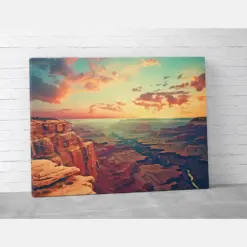 Grand Canyon Vista Sunset Landscape Canvas - Canyon Landscape Art - Grand Canyon Decor - Nature Wall Art - Free Shipping