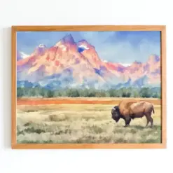 Grand Ten Bison Art Print - National Parks Artwork - Rustic Nature Home Decor