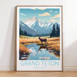 Grand Ten National Park California Travel Poster Grand Ten National Park Wall Art Grand Ten National Park Travel Wall Art