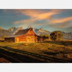 Grand Ten National Park Molten Barn On Mormon Row - Photography Fall Nature Landscapes Acrylic And Metal Prints Canvas Prints Paper