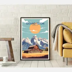 Grand Ten National Park Poster Grand Ten Poster Grand Ten Prints Us National Park Print Travel Poster Wall Decor Wall Art