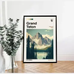 Grand Ten National Park Poster Grand Ten Poster Wyoming Illustration Art Nature Travel Poster Wall Decor Wall Art Birthday Gifts