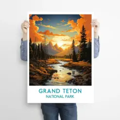 Grand Ten Travel Print Wall Art Grand Ten Wall Hanging Home Decor Grand Ten Gift Art Lovers National Park Art Poster