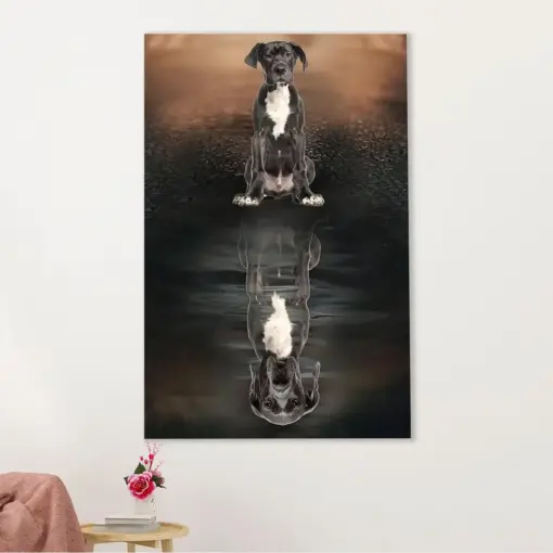 Great Dane Canvas Prints | Dog Reflection | Wall Art Gift For Great Dane Puppies Lover