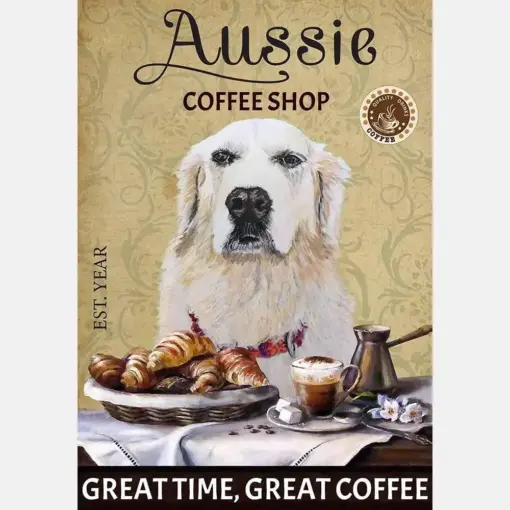 Great Pyrenees Dog Coffee Shop
