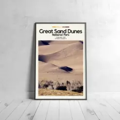 Great Sand Dunes Poster - Oil Painting Technique | Usa National Park Wall Art | & Printed Travel Prints | Animalistic Home Decor