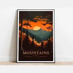 Great Smoky Mountains National Park Poster Carolina Tennessee Poster Us National Parks Poster Travel Poster Adventure Wall Art