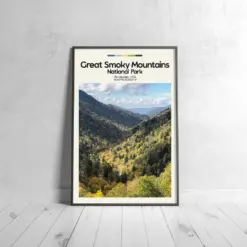 Great Smoky Mountains Poster - Oil Painting Technique | National Park Wall Art | & Printed Travel Prints | Animalistic Home Decor