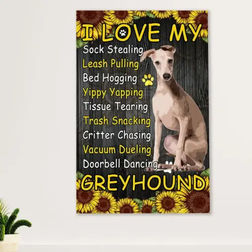 Greyhound Dog Canvas Prints | Sunflower - Love My Greyhound | Wall Art Gift For Greyhound Puppies Lover