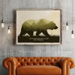 Grizzly Bear Poster Grizzly Bear Art Print Grizzly Poster Grizzly Bear Art American Wild Life Art National Park Grizzly , Grizzly Print