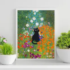 Gustav List Cat Print Cottage Garden With Black Cat Gustav List Cat Poster Cat Poster Funny Cat Art Cat Print Wall Art