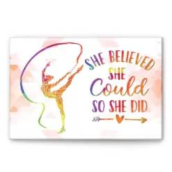 Gymnastics Poster & Canvas, Gymnast She Believed She Could - Inspirational Quote Wall Art, Home Decor For Daughter, Girl, Women