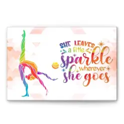 Gymnastics Poster & Canvas, Gymnast She Leaves A Little Sparkle - Inspirational Quote Wall Art, Home Decor For Daughter, Girl, Women