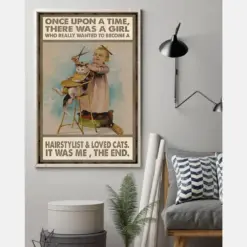 Hair Dresser Hairstylist Cat Poster Once Upon A Time There Was A Girl Vintage Room Home Decor Wall Art Gifts Idea