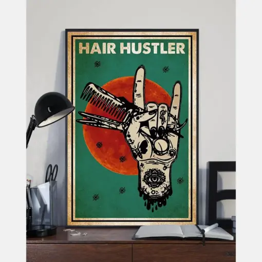 Hairdresser Hair Hustler Poster Vintage Room Home Decor Wall Art Gifts Idea