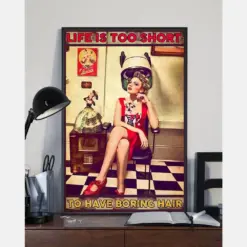 Hairstylist Canvas Prints Life Is Too Short To Have Boring Hair Vintage Wall Art Gifts Vintage Home Wall Decor Canvas