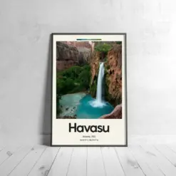 Harass Falls Poster - Oil Painting Technique | Waterfalls Wall Art | & Printed Travel Prints | Animalistic Home Decor