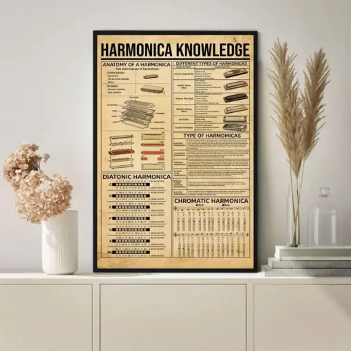Harmonica Knowledge Poster Knowledge Poster Vintage Poster Wall Art Home Decor