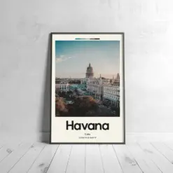 Havana City Poster - Oil Painting Technique | North American Wall Art | & Printed Travel Prints | Animalistic Home Decor