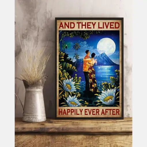 Hawaii Couple Canvas Prints And She Lived Happily Ever After Vintage Wall Art Gifts Vintage Home Wall Decor Canvas