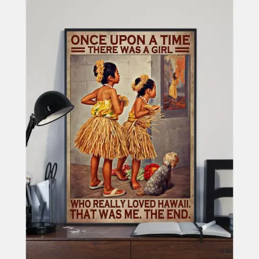 Hawaii Girl Dog Loves Poster Once Upon A Time Hawaii Dance Hula Vintage Room Home Decor Wall Art Gifts Idea