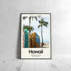 Hawaii Surf Poster - Oil Painting Technique | United States Wall Art | & Printed Travel Prints | Animalistic Home Decor