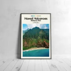 Hawaii Volcanoes Poster - Oil Painting Technique | Usa National Park Wall Art | & Printed Travel Prints | Animalistic Home Decor