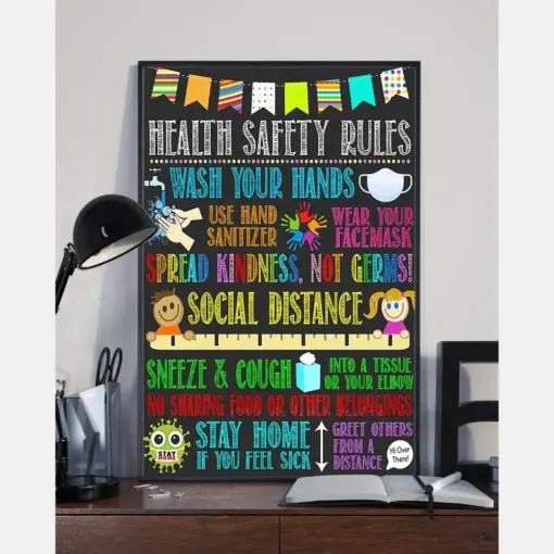 Health Safety Rules Classroom Teacher Canvas Prints Vintage Wall Art Gifts Vintage Home Wall Decor Canvas