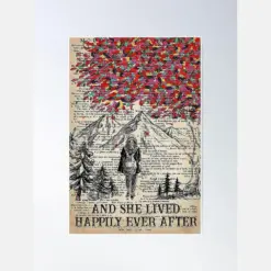 Hiking And She Lived Happily Ever After Poster, Canvas