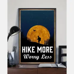 Hiking Canvas Prints Hike More Worry Less Vintage Wall Art Gifts Vintage Home Wall Decor Canvas