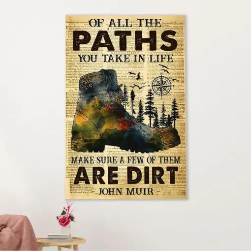 Hiking Canvas Wall Art Prints | All The Paths You Take In Life | Home Décor Gift For Hiker