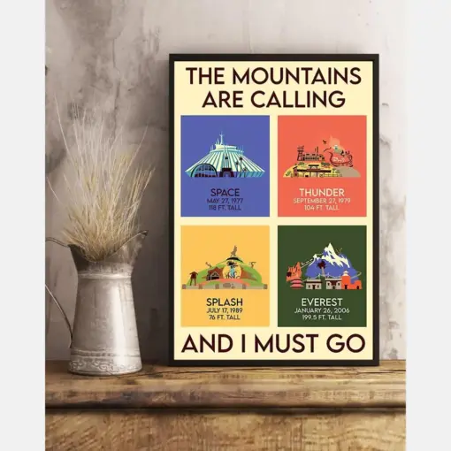 Hiking Climbing Poster The Mountains Are Calling And I Must Go Vintage Room Home Decor Wall Art Gifts Idea