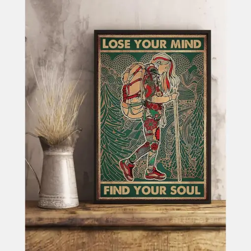 Hiking Girl Canvas Prints Lose Your Mind Find Your Soul Vintage Wall Art Gifts Vintage Home Wall Decor Canvas