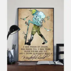 Hiking Girl Poster I Think To Myself What A Wonderful World Vintage Room Home Decor Wall Art Gifts Idea