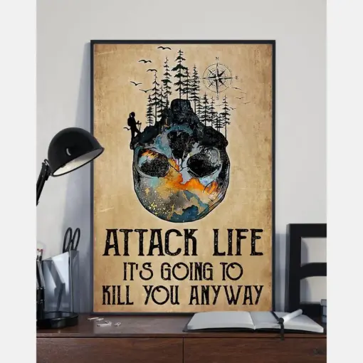 Hiking Loves Attack Life It'S Going To Kill You Anyway Canvas Prints Wall Art Gifts Vintage Home Wall Decor Canvas