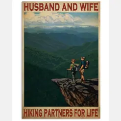 Hiking Partners For Life Canvas Prints Husband And Wife Vintage Wall Art Gifts Vintage Home Wall Decor Canvas