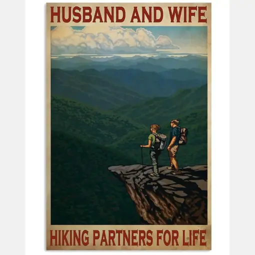 Hiking Partners For Life Canvas Prints Husband And Wife Vintage Wall Art Gifts Vintage Home Wall Decor Canvas