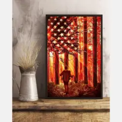 Hiking Usa Flag Forest Canvas Prints Vintage Wall Art Gifts Vintage Home Wall Decor Canvas