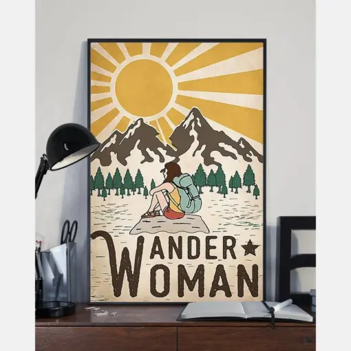 Hiking Wander Woman Canvas Prints Vintage Wall Art Gifts Vintage Home Wall Decor Canvas