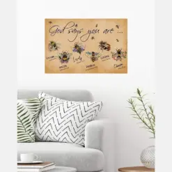 Hippie Flower Bees God Says You Are Hippie Poster, Canvas