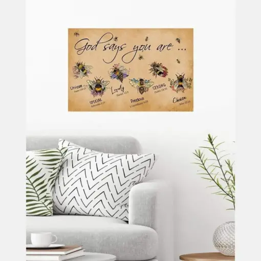 Hippie Flower Bees God Says You Are Hippie Poster, Canvas